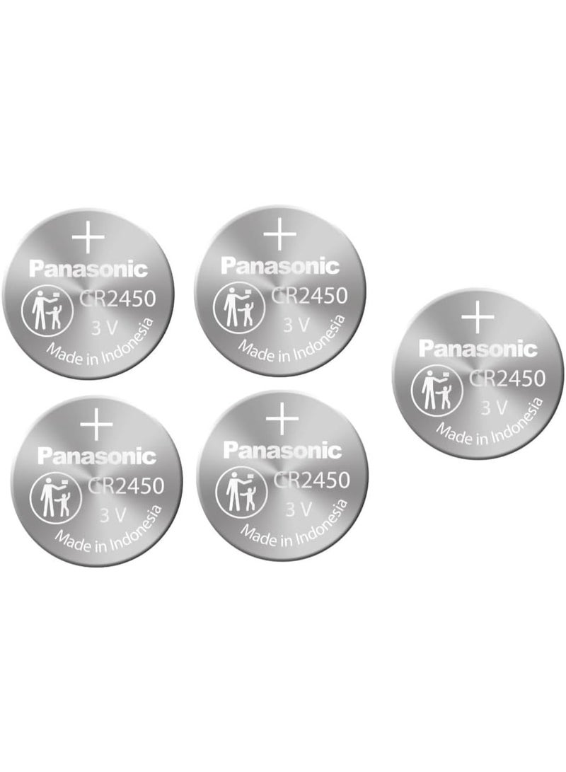 5-Pieces Panasonic CR2450 Coin Cell Lithium 3V Indonesia Batteries